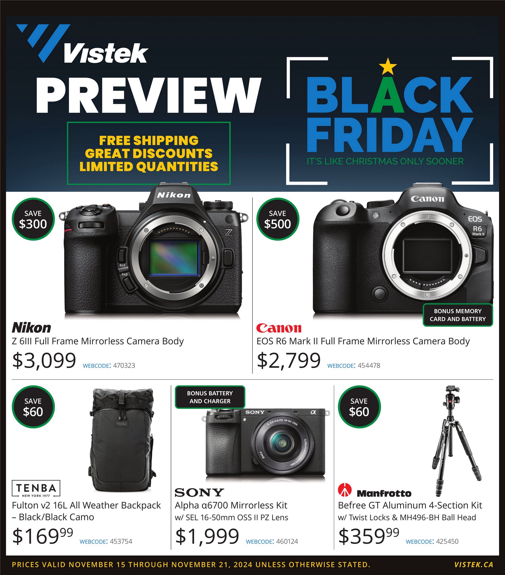 Vistek Flyer Black Friday November 15 21 2024