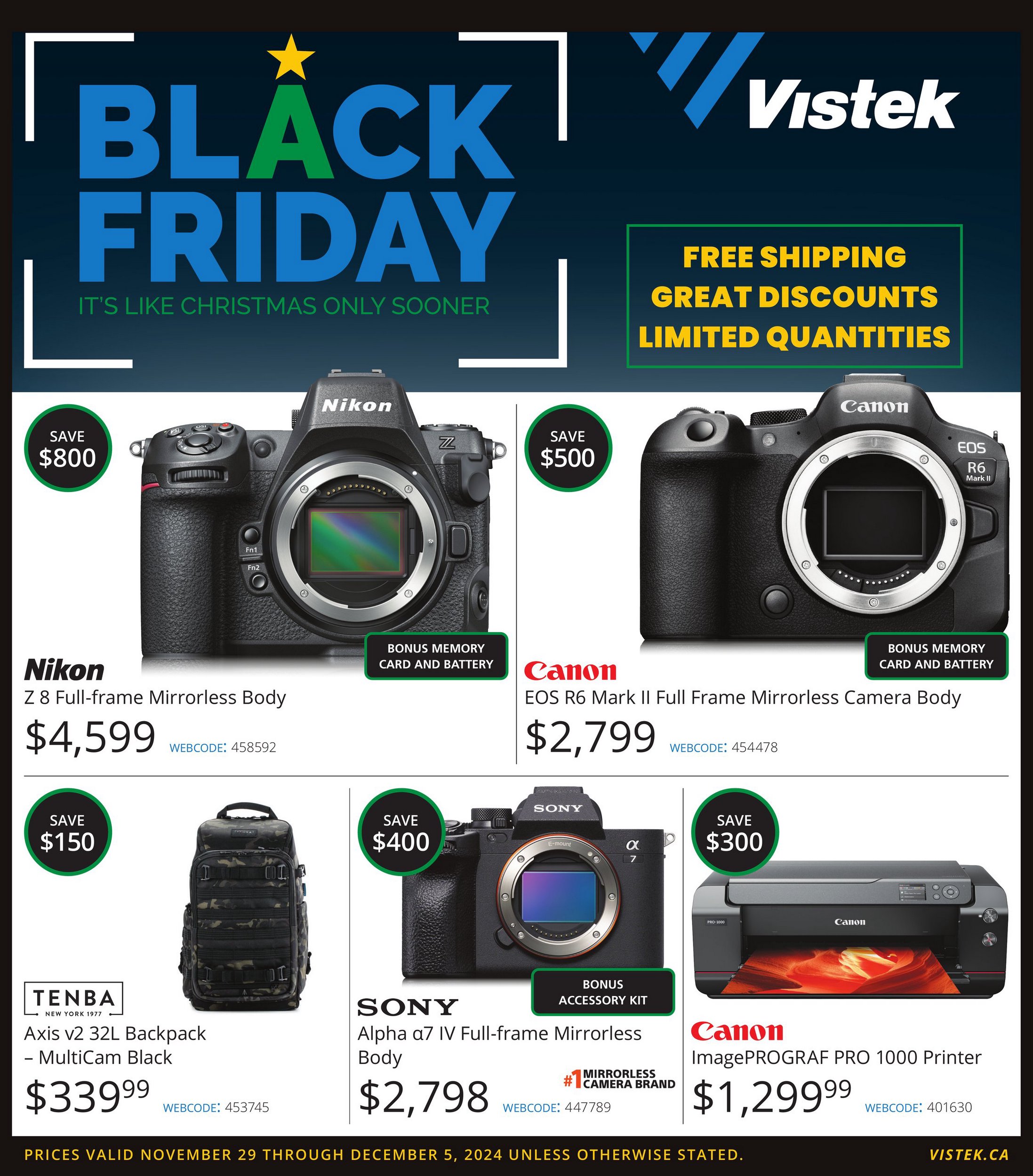 Vistek Flyer Black Friday November 29 December 5 2024