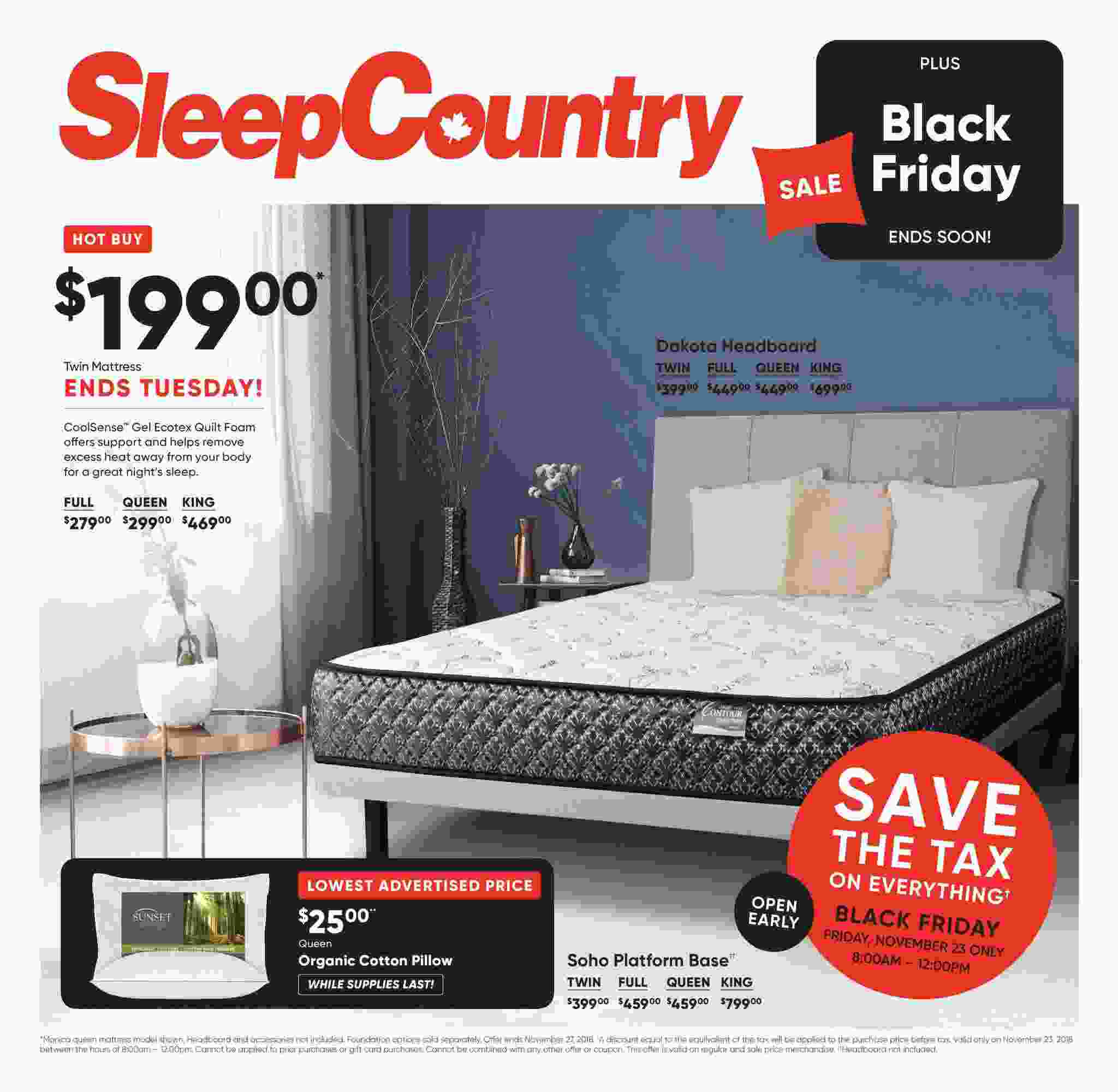 Sleep Country Canada Flyer On Black Friday November 21