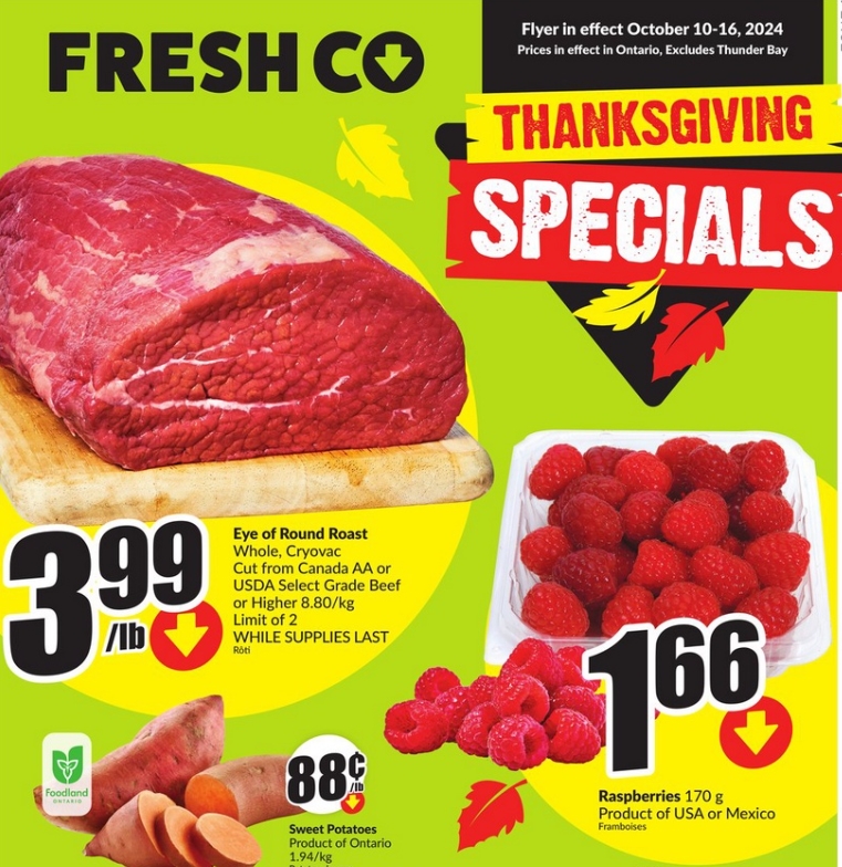 FreshCo Flyer Thanksgiving Offers 9 Oct 2024 